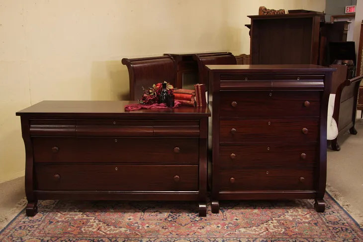 Empire Mahogany Turn of the Century Pair of Dressers