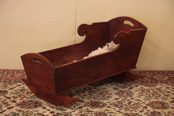 Victorian Handmade Antique Baby Cradle