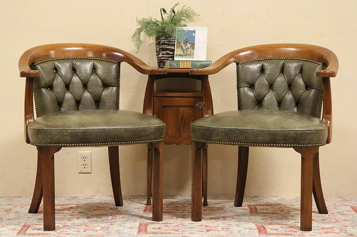 Kittinger Mahogany & Leather Pair of Chairs