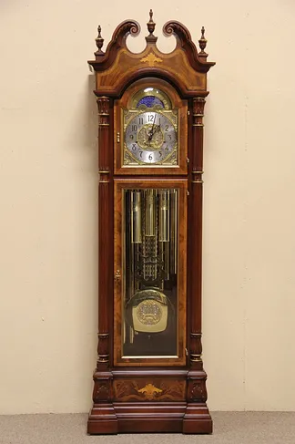 Sligh Signed & Numbered Grandfather Tall Case Clock, Tubular Chimes