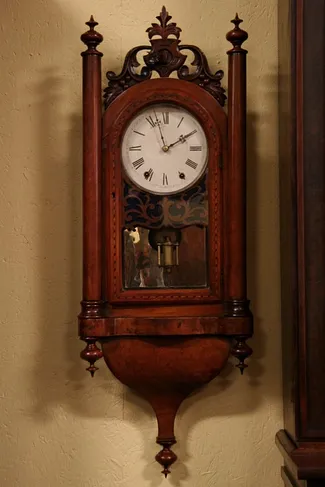 Victorian Antique Wall Clock, Carved Dog Head