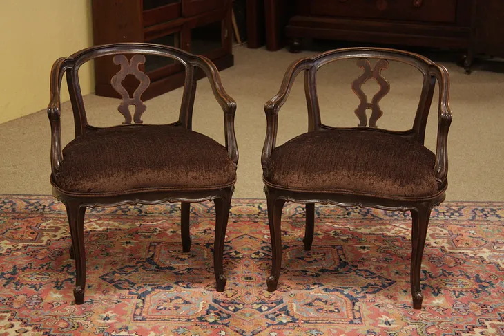 Pair Italian Carved Antique Armchairs