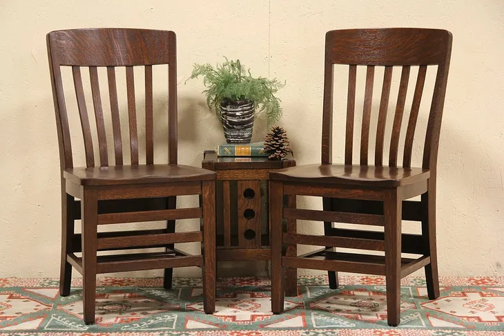 Pair Arts & Crafts Mission Oak Chairs