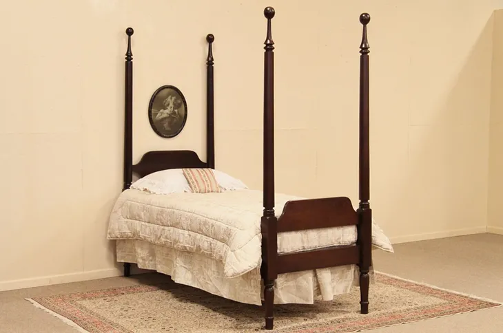 Twin Mahogany Antique Poster Bed