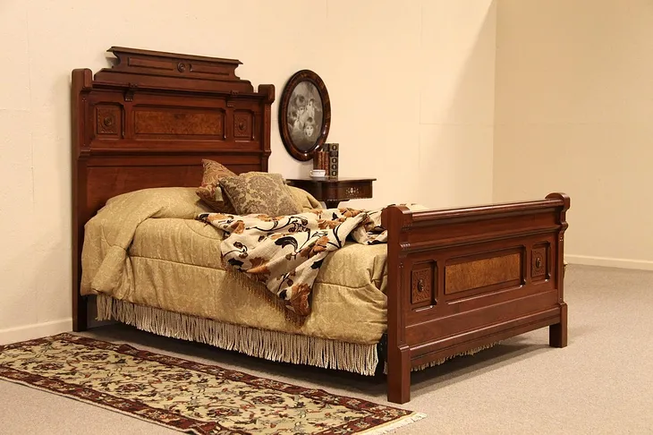 Victorian Eastlake Carved Queen Size Bed