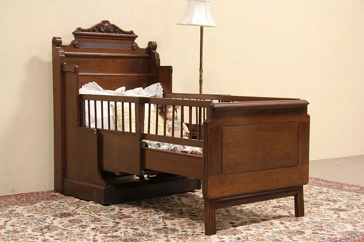 Victorian 1885 Antique Cabinet with Folding Child Size Bed