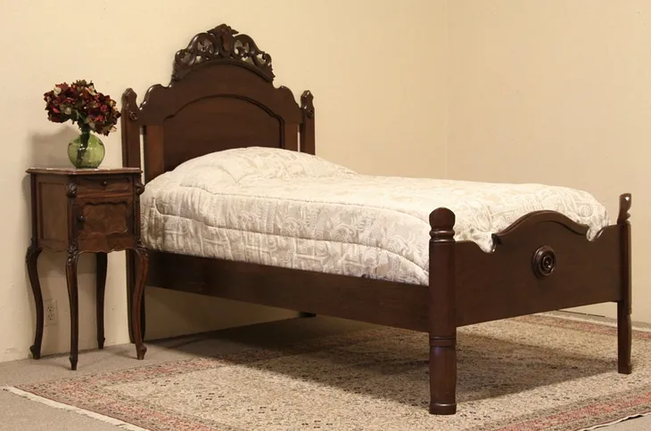 Victorian Carved Twin Single Antique 1860 Bed