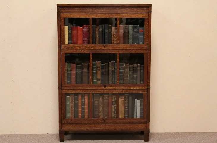 Oak 3 Stacking Macey Lawyer or Barrister Bookcase