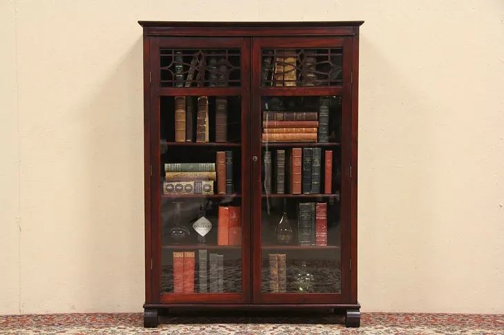 Bookcase Antique 1915 Wavy Glass Doors (1)