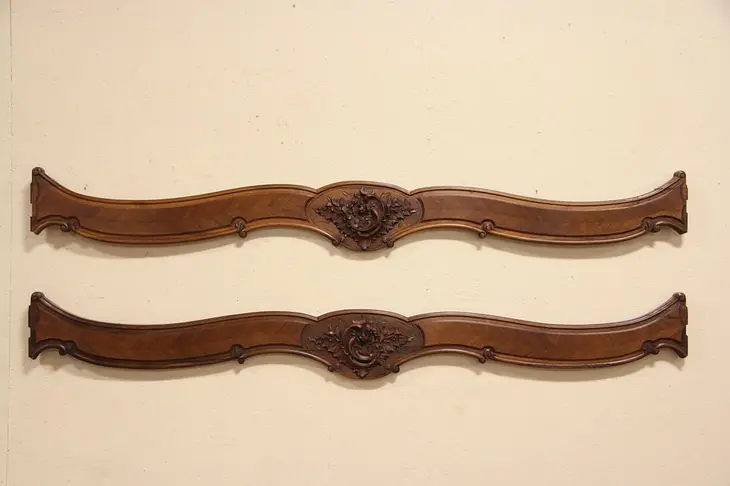 Pair of 1890 Antique Carved French Bed Side Rails