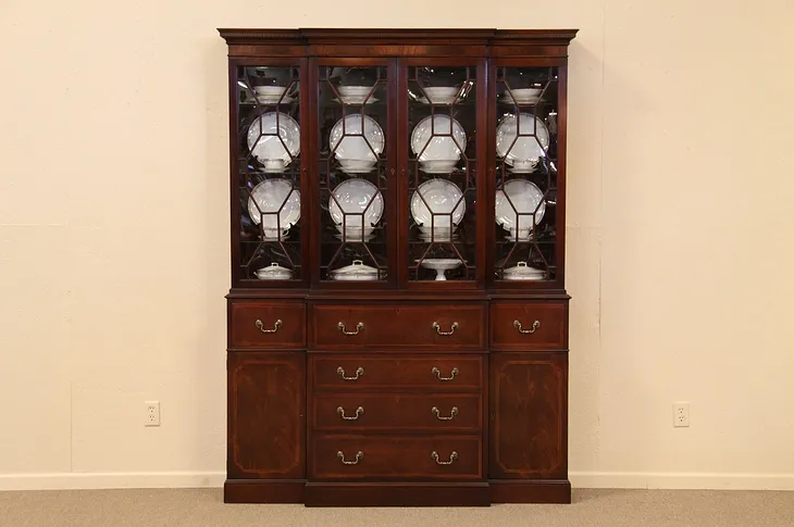 Mahogany Breakfront China Cabinet Bookcase