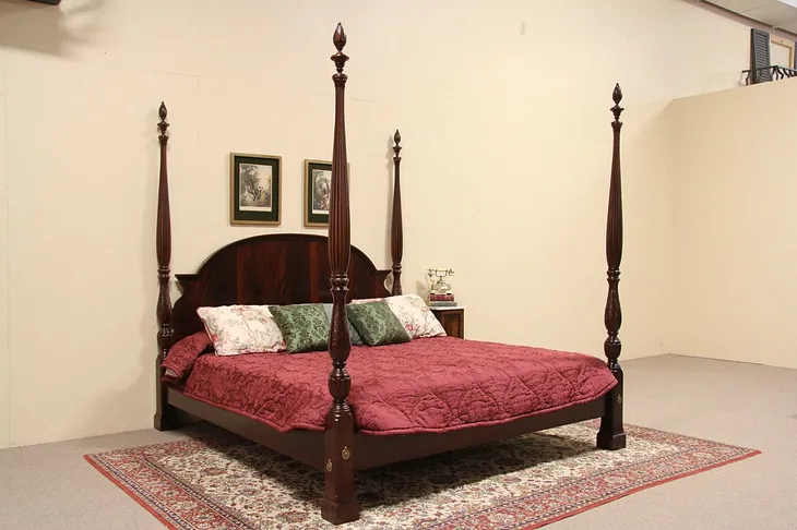 Bernhardt King Size Mahogany Vintage Poster Bed