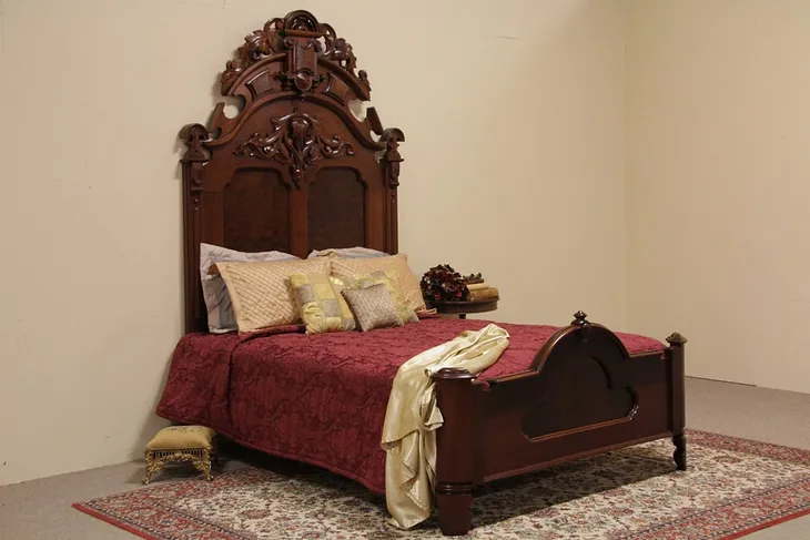 Victorian Carved 1860 Queen Size Bed (1)