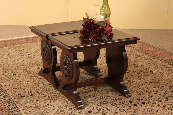 Pair of Antique Carved Benches, Stools or Tables (1)