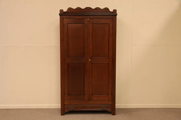 Victorian Oak Armoire or Wardrobe