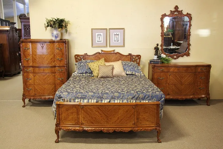 Bedrooom Set Satinwood 4 Pc. Antique French Style (1)