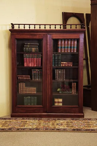 Victorian Cherry Bookcase, Original Glass Doors