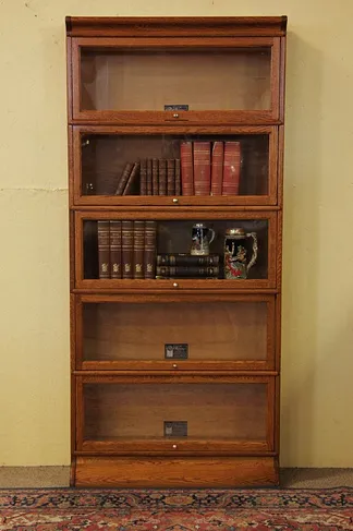 Oak Barrister Lawyer 5 Stack Bookcase Viking