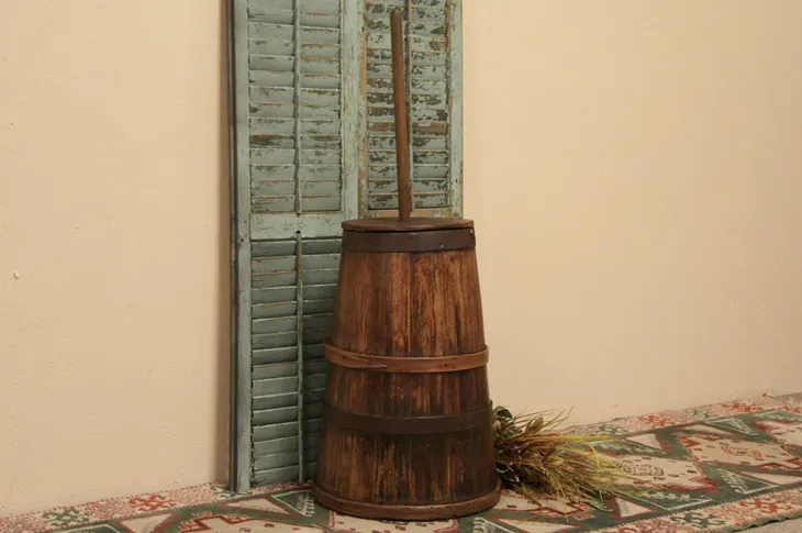 Country Pine 1890 Primitive Stave Butter Churn