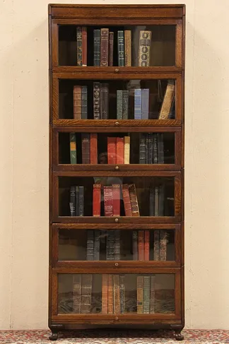 Gunn 6 Stack Barrister or Lawyer 1901 Oak Bookcase