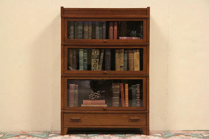 Arts & Crafts Mission Oak 3 Stack 1900 Bookcase