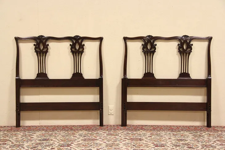 Georgian Mahogany Pair of Twin Vintage Bed Headboards make King Size (1)