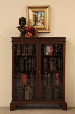 Traditional Mahogany Bookcase, Glass Doors