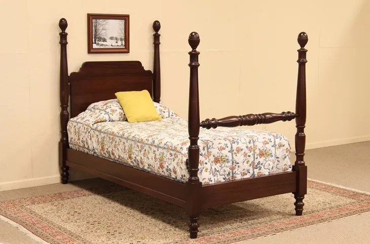 Mahogany Antique Twin Four Poster Bed