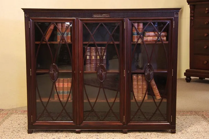 Georgian Triple Bookcase, Glass Doors, New York