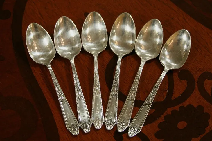 Set of 6 Sterling Silver Demitasse or Espresso Spoon