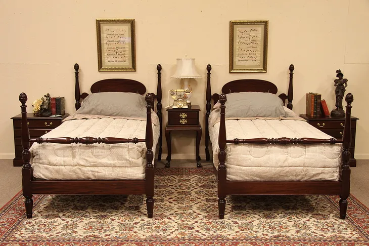 Pair of Single / Twin Antique Poster Beds