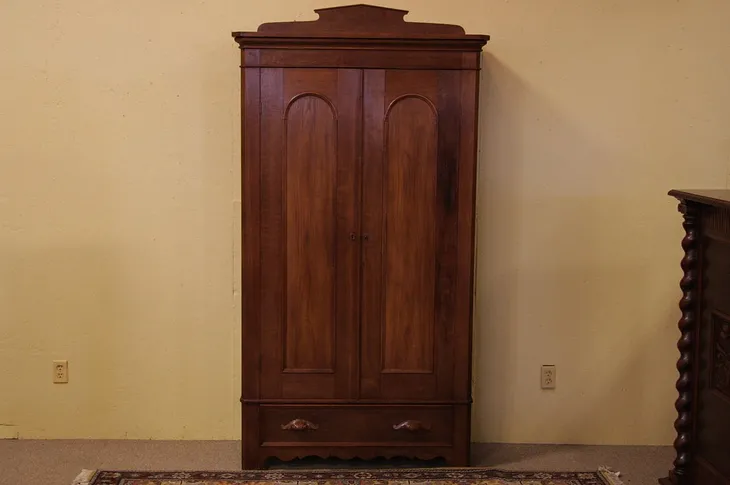 Victorian Walnut 1870 Armoire or Wardrobe (1)