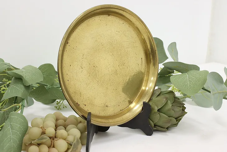 English Antique Engraved Brass Widdecombe Fair Platter (1)