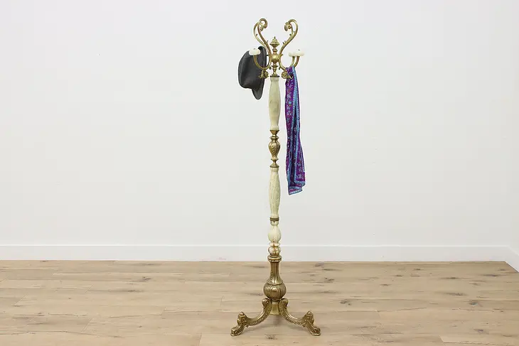 Victorian Design Vintage Brass & Onyx Coat Stand or Tree #48140