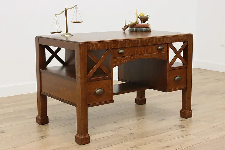 Craftsman Antique Mission Oak Library Table or Office Desk #49541