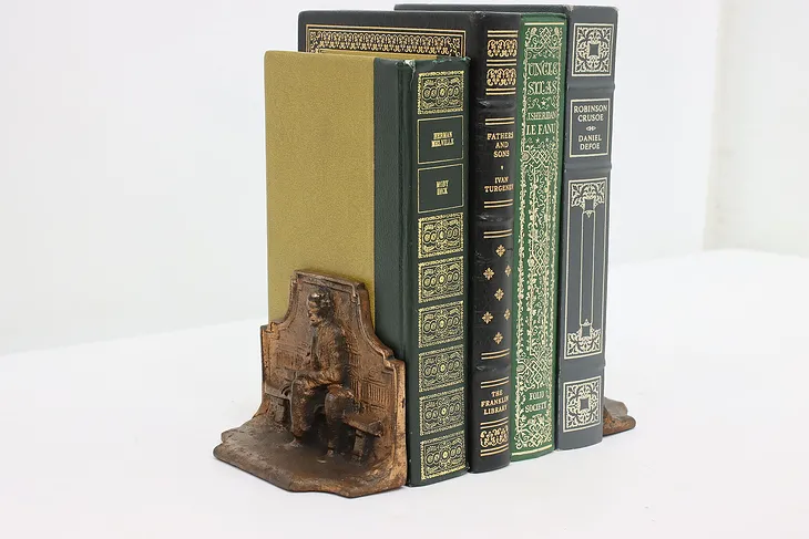 Pair of Antique Coppery Cast Iron Abraham Lincoln Bookends #48514