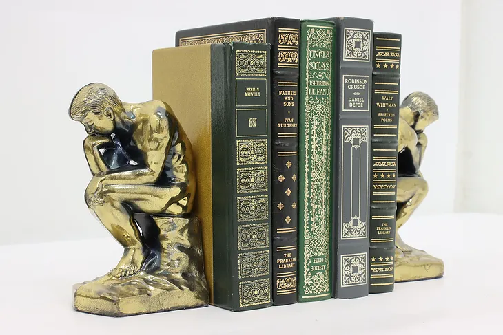 The Thinker Pair of Vintage Bookends After Rodin 1928 (1)