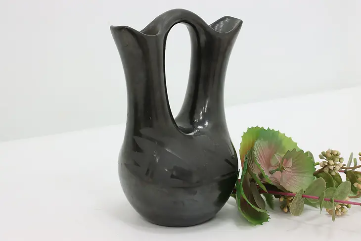 Native American Pottery Vintage Blackware Wedding Vase #50047