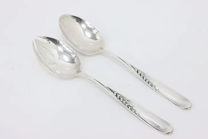 Pair of Silver Wheat Reed & Barton Sterling Serving Spoons #50213
