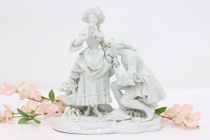 Courting Couple Vintage Porcelain Sculpture, N Crown Mark #48954