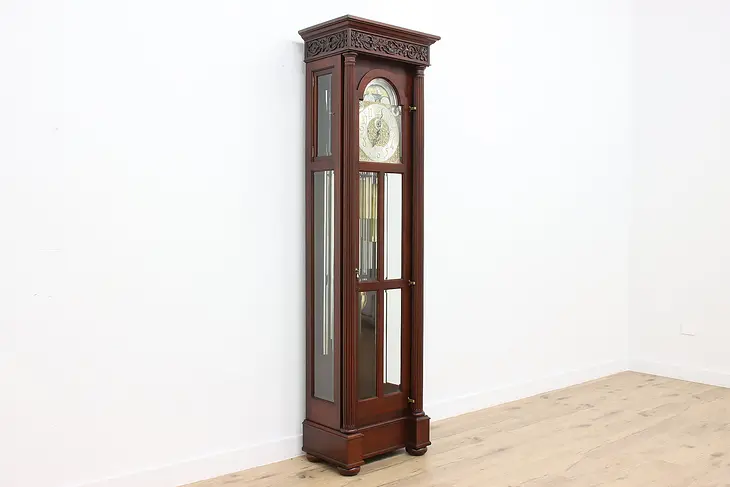 Tiffany Antique Mahogany Tall Case Clock Tube Chimes,  #33835