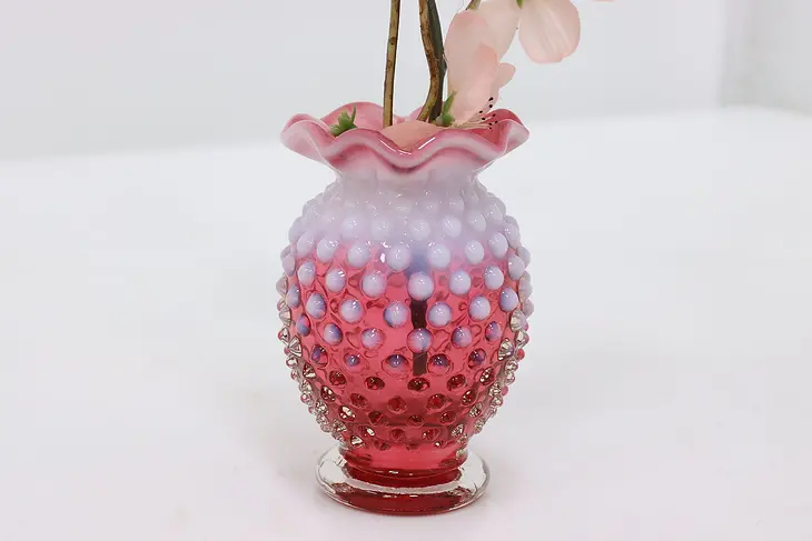 Cranberry Vintage Hobnail Glass Flower Vase #50717