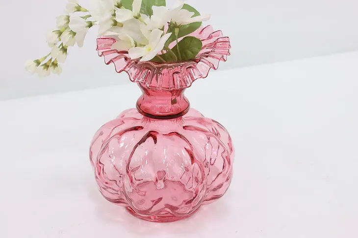 Victorian Antique Blown Cranberry Glass Flower Vase #50418