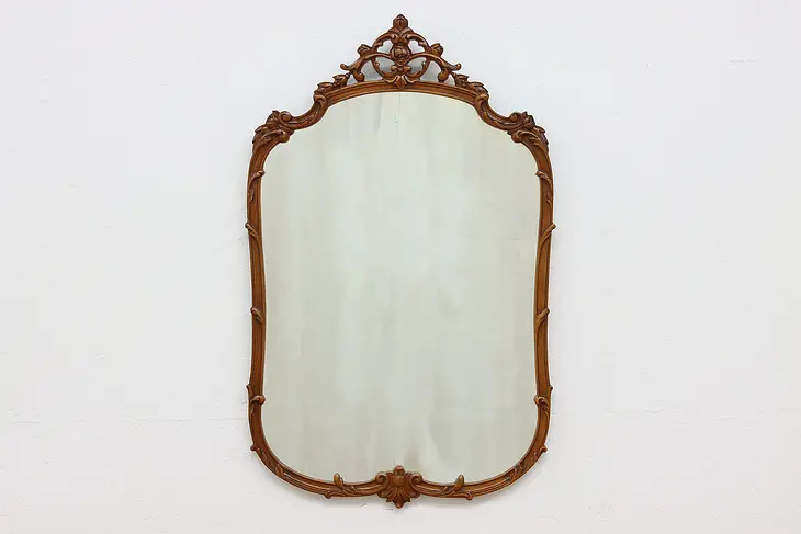 French Design Vintage Carved Birch Wall Mirror, Joerns #50768