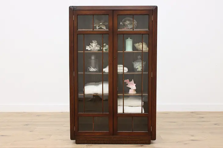 Art Deco Vintage Oak Office Library Bookcase Display Cabinet #50342