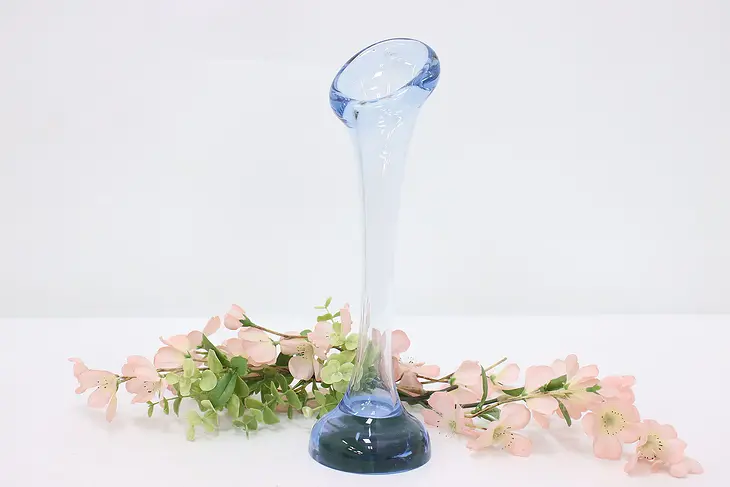 Midcentury Modern Vintage Blown Blue Glass Vase #50425