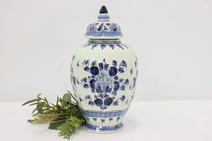 Dutch Hand Painted Porcelain Vintage Tea Jar Container Delft #50613