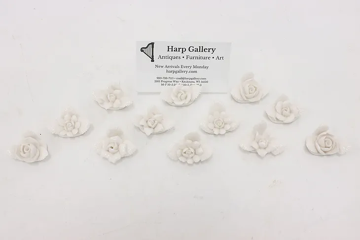 Set of 12 Vintage Porcelain Flower Place Card Holders Ardalt #50700