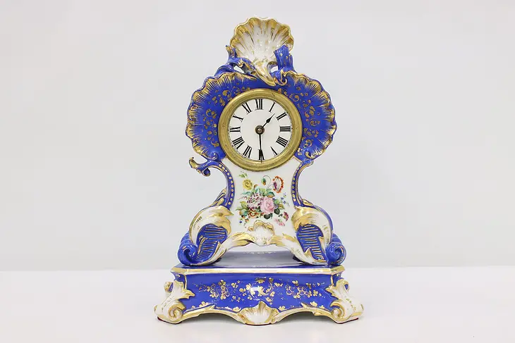 Victorian Antique Porcelain Mantel Clock Quartz Movement #48594