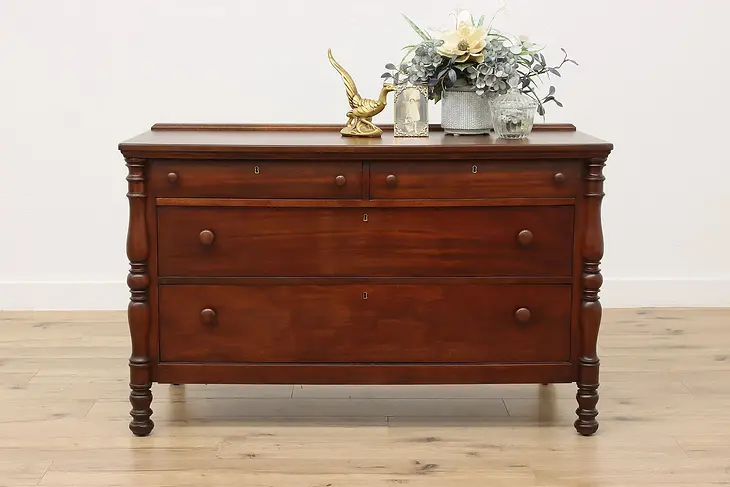 Empire Design Antique Mahogany Dresser Chest, Secret Drawer #50156